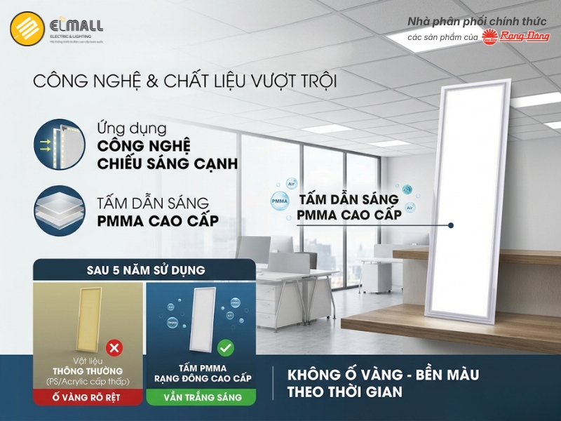 đèn led panel p08 50w không bị ố vàng qua thời gian