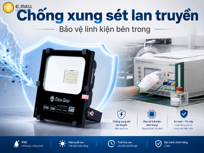 đèn pha 30w rạng đông chống xung xét