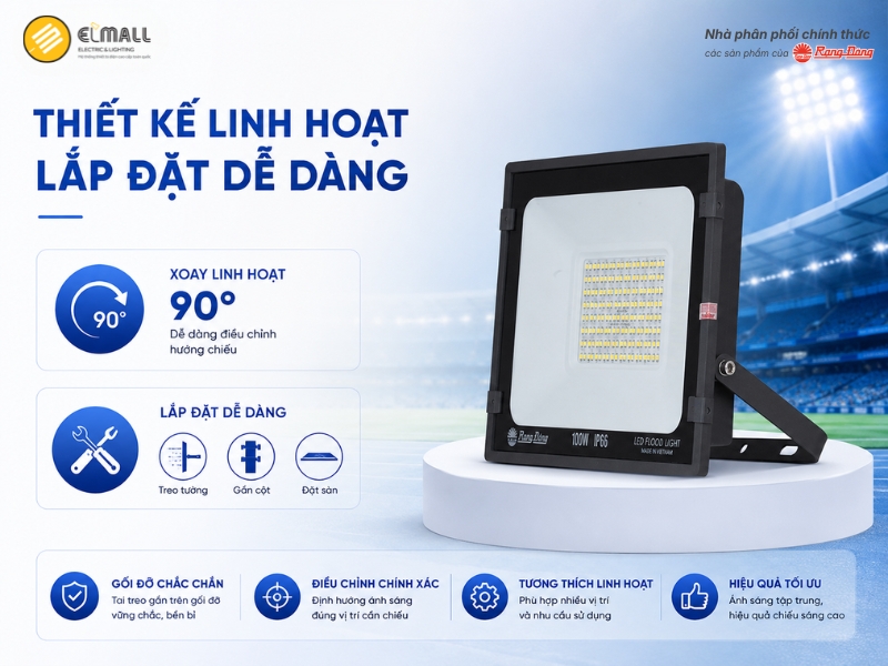 đèn pha CP10 100W dễ lắp đặt 