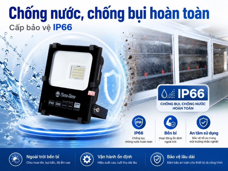 đèn pha 30w rạng đông đạt chuẩn ip66