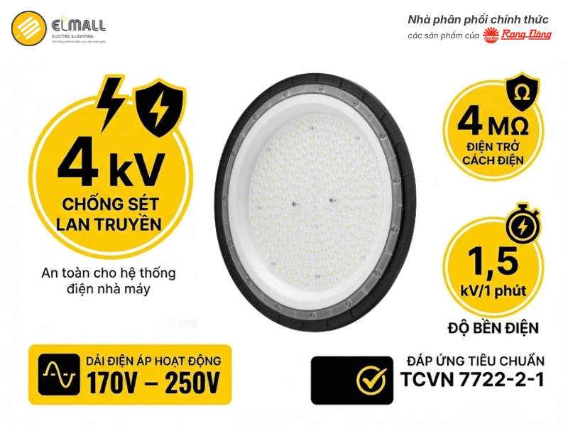 Driver của Đèn LED Highbay HB04 360/150W tích hợp mạch bảo vệ chống sét lan truyền