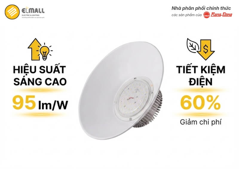 Đèn LED Nhà Xưởng Highbay HB02 350 50W đạt hiệu suất sáng 95 lm/W