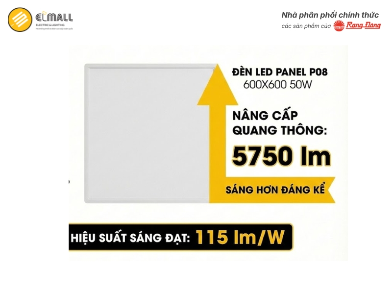 đèn led panel p08 600x600 50w hiệu suất vượt trội