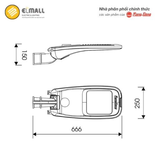 kích thước đèn đường csd08 80w
