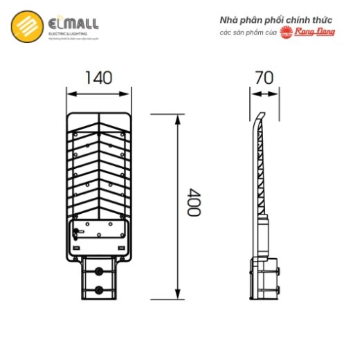 kích thước đèn đường led CSD09 50W.PLUS