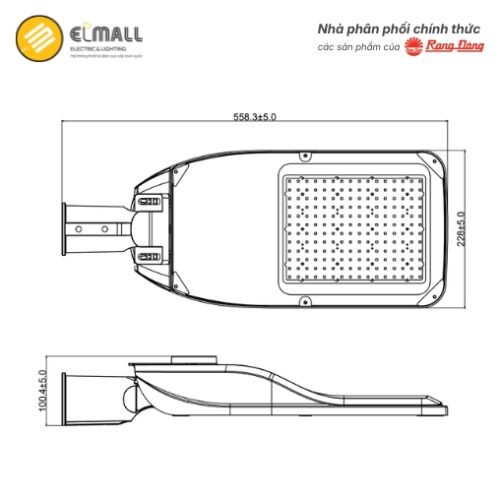 kích thước đèn đường led csd12 120w