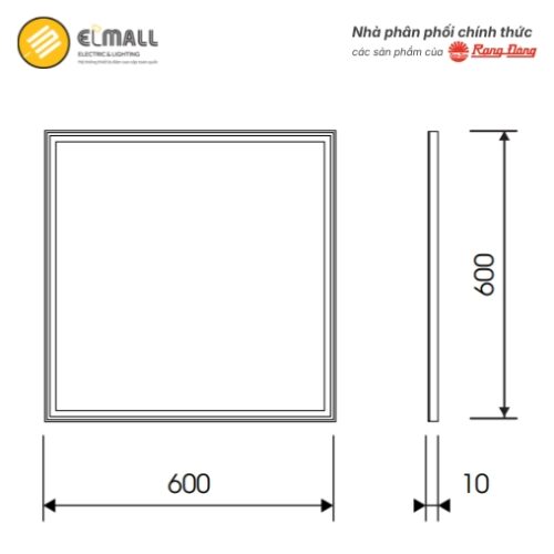 kích thước đèn panel P07 600x600/48W.PLUS