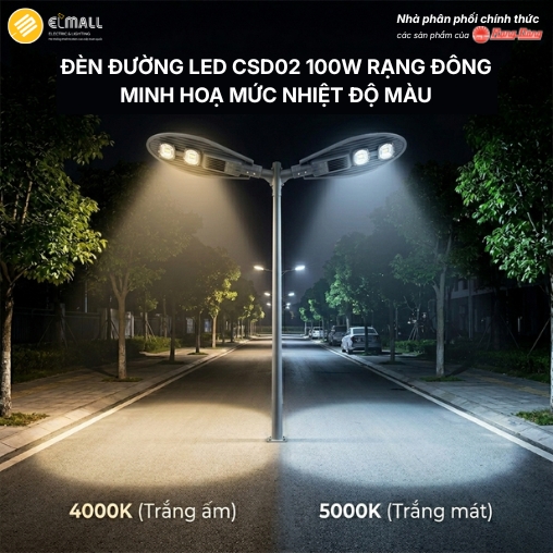 nhiệt độ màu đèn đường csd02 120w