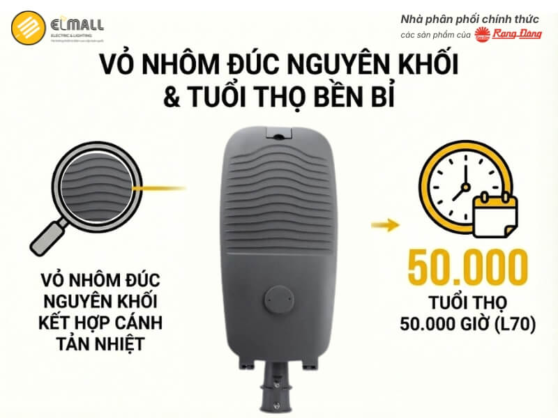 Tản nhiệt đèn đường LED CSD08 Rạng Đông tuổi thọ 50000 giờ
