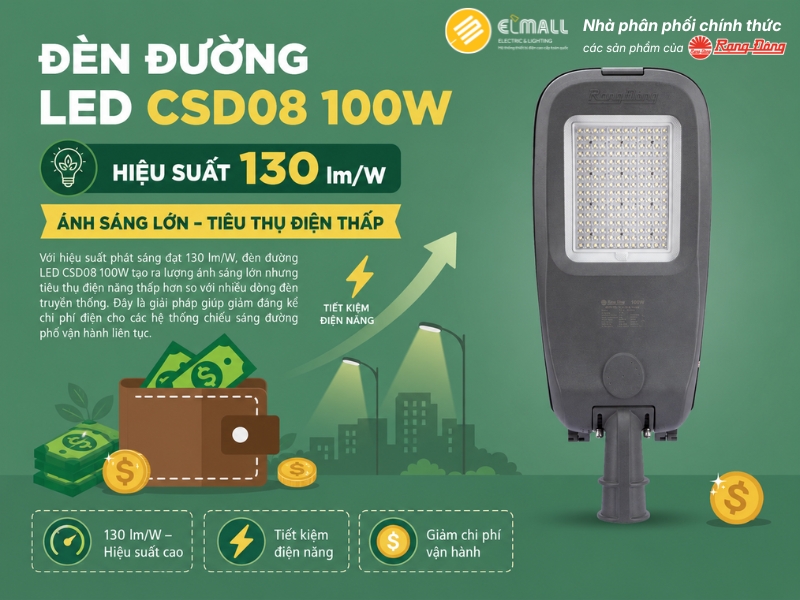 Hiệu suất sáng cao 130 lm/W