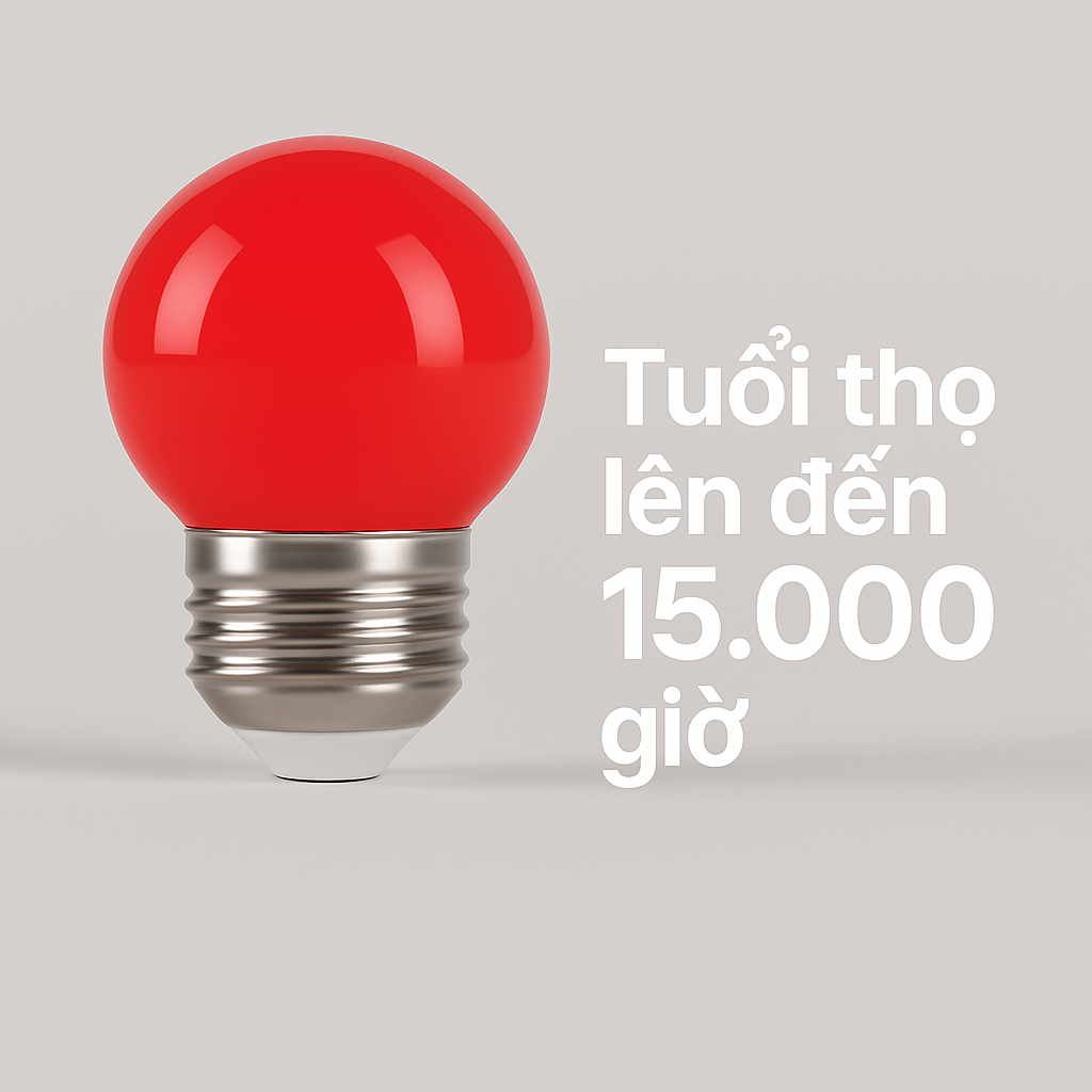 Tuổi thọ của đèn LED bulb tròn Rạng Đông /1W màu đỏ