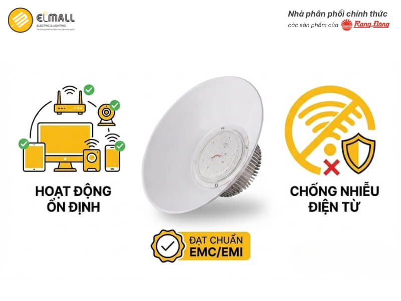 Đèn LED Nhà Xưởng Highbay HB02 350 50W đạt chuẩn tương thích điện từ EMC/EMI