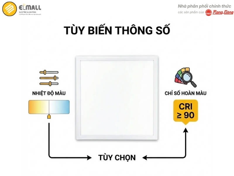 Điểm khác biệt cốt lõi của đèn LED panel P07 600X600 48W PLUS nằm ở khả năng "may đo" cấu hình theo yêu cầu