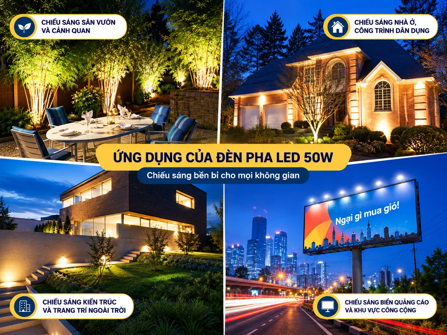 ứng dụng chiếu sáng đèn pha 50w