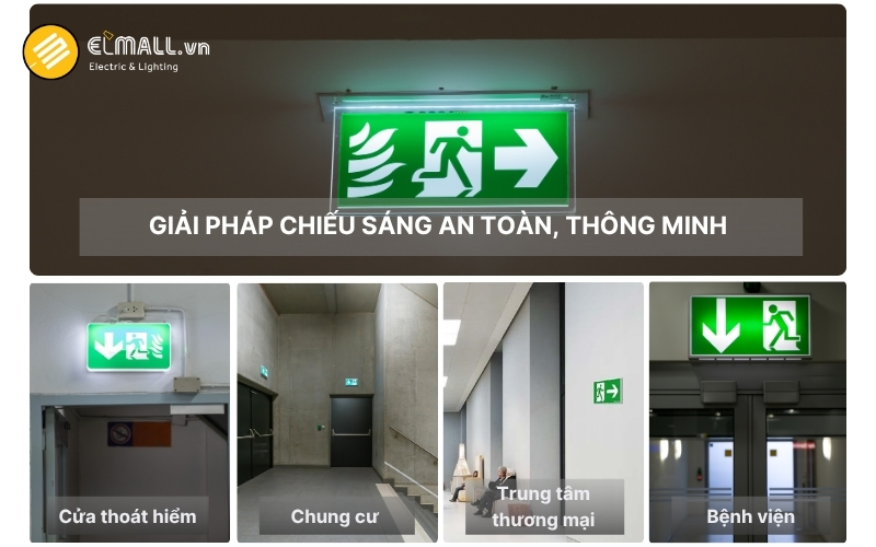 Ứng dụng đèn exit 2 mặt Rạng Đông