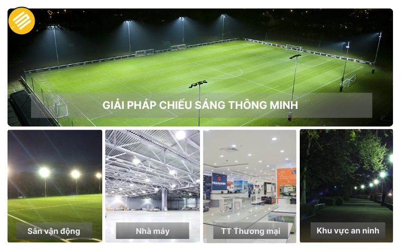 Đèn Pha LED CP06 200W chiếu sáng sân vận động, nhà máy và trung tâm logistics