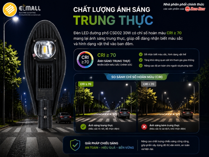 đèn đường 30w cho ánh sáng trung thực