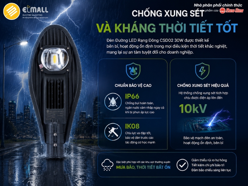 đèn đường led 30w có cấp bảo vệ IP66 IK08
