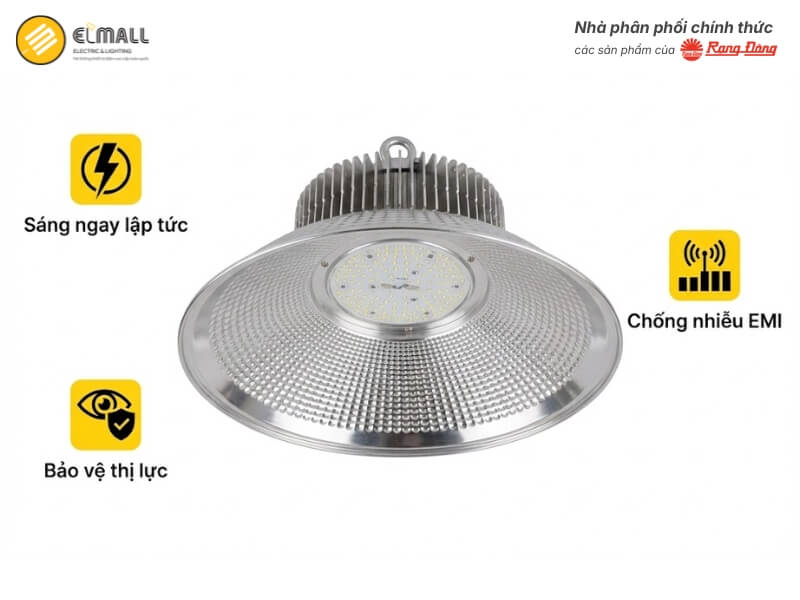 Đèn LED Highbay D HB02L 430 120W sử dụng thân nhôm đúc nguyên khối với hệ thống vây tản nhiệt đa hướng