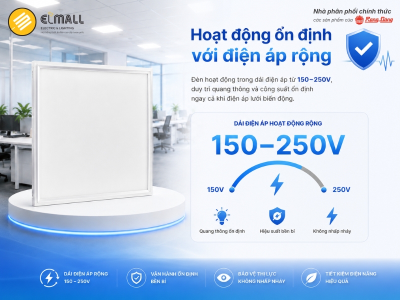 Hoạt động ổn định 150–250V