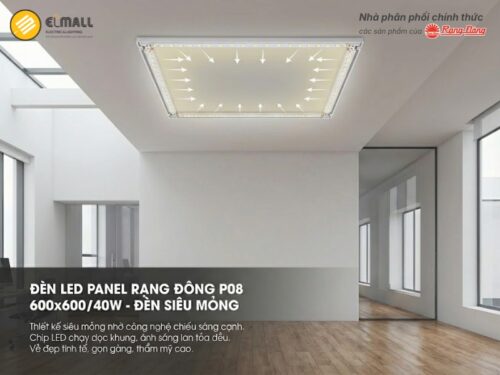 Đèn LED panel P08 600x600 40W Rạng Đông ugsw dụng công nghệ chiếu cạnh
