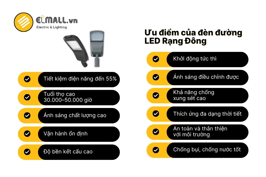 ưu điểm đèn đường led