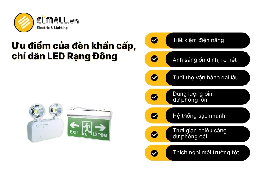 ưu điểm đèn khẩn cấp, đèn chỉ dẫn