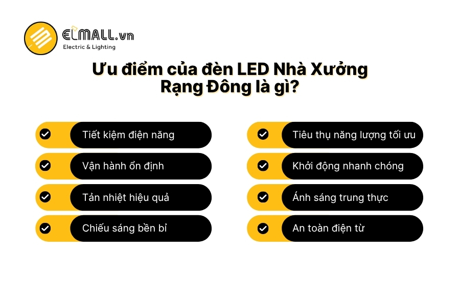 8 ưu điểm đèn led nhà xưởng rạng đông