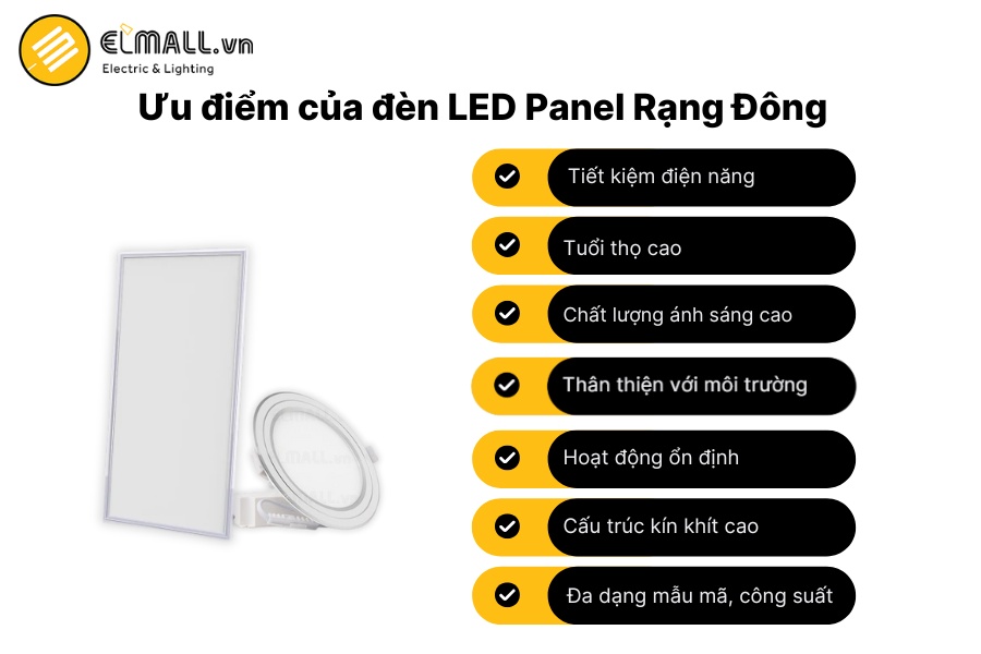 các ưu điểm của đèn led panel Rạng Đông