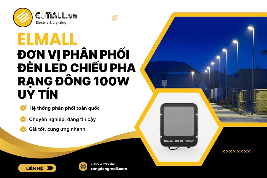 Elmall là đơn vị phân phối chính hãng đèn LED chiếu pha Rạng Đông 100W