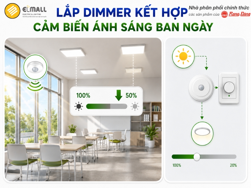 Lắp dimmer kết hợp cảm biến ánh sáng ban ngày