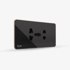 Ổ cắm âm tường Rạng Đông OCAT04K 2C 16A chữ nhật ralli black