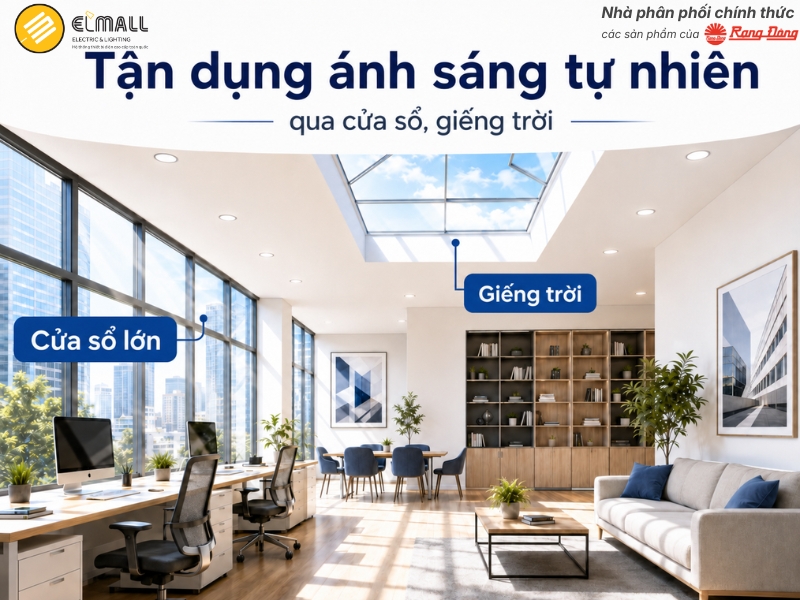 Tận dụng ánh sáng tự nhiên qua cửa sổ, giếng trời
