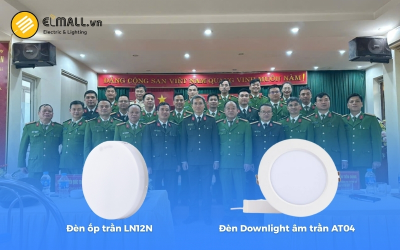 lắp đặt Đèn ốp trần LN12N và đèn downlight âm trần