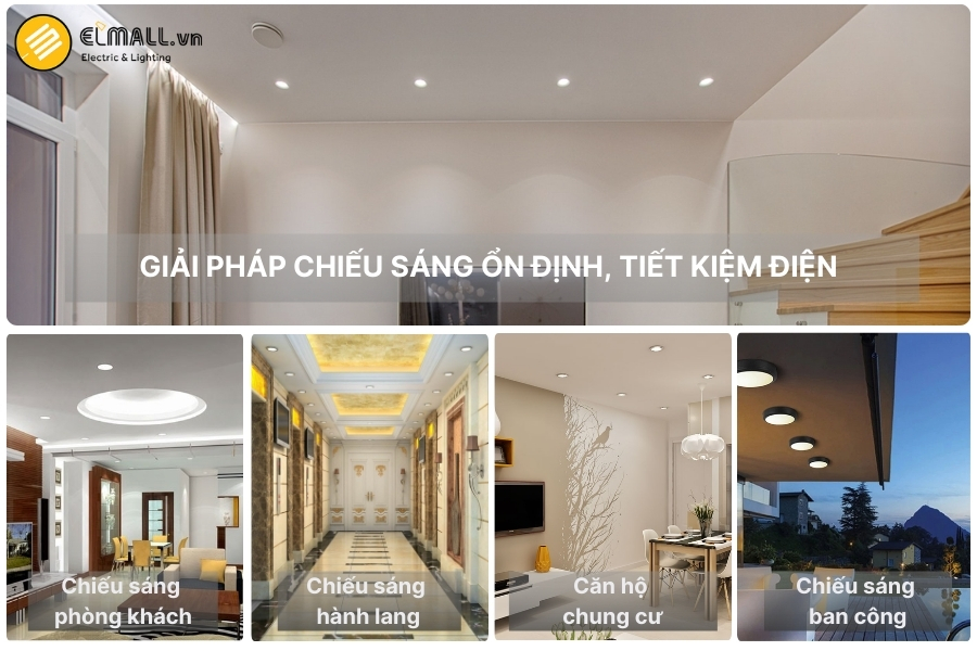 ứng dụng đèn ốp trần rạng đông