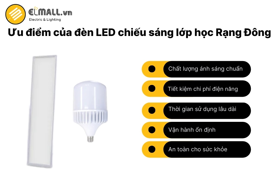 đèn led chiếu sáng lớp học