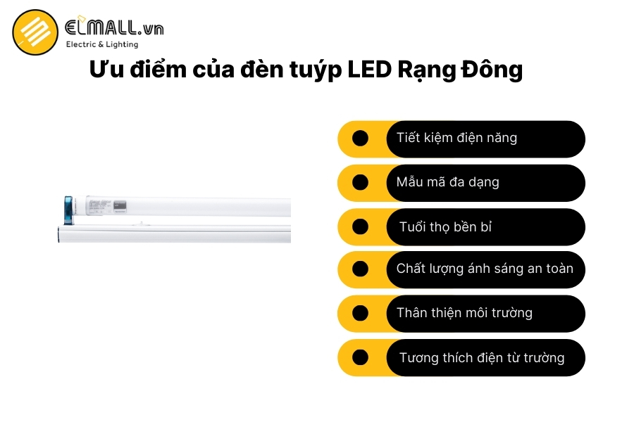ưu điểm đèn tuýp led rạng đông