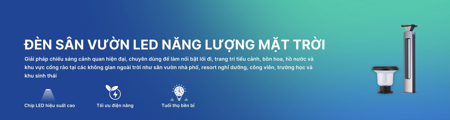 Đèn Sân vườn năng lượng mặt trời Banner