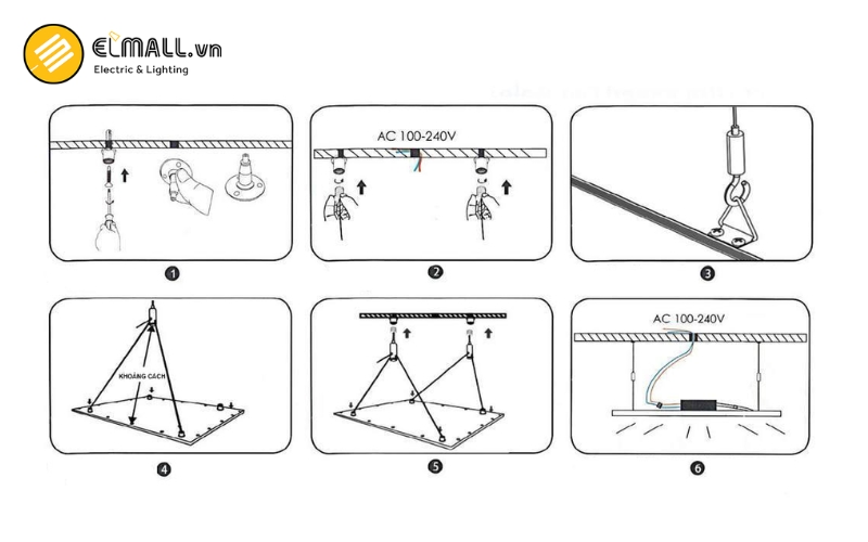 cách lắp đặt đèn led panel