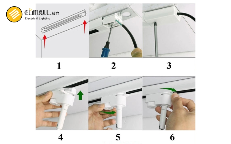 cách lắp đặt đèn led rọi ray