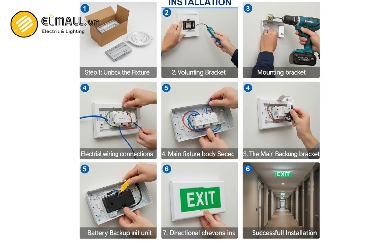 cách lắp đặt đèn led exit