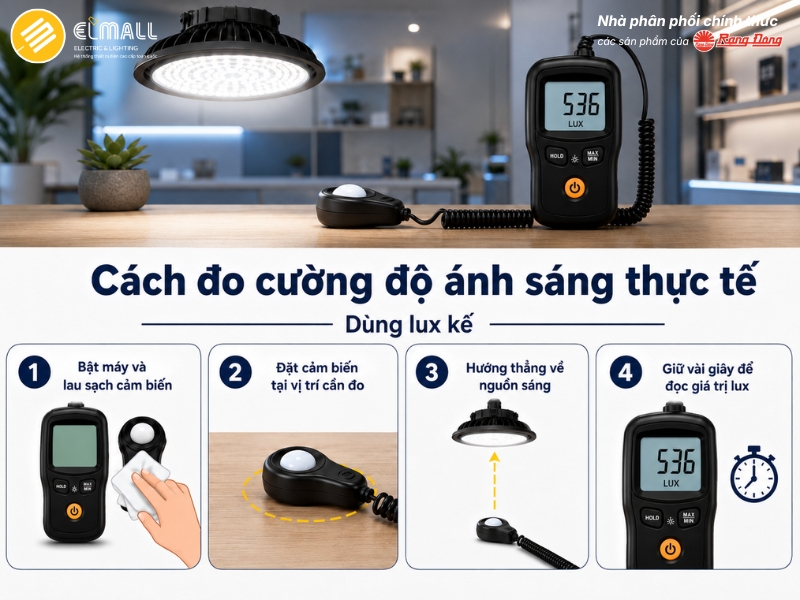 Dùng Lux kế đo cường độ ánh sáng