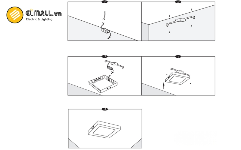 cách lắp đặt đèn led ốp trần