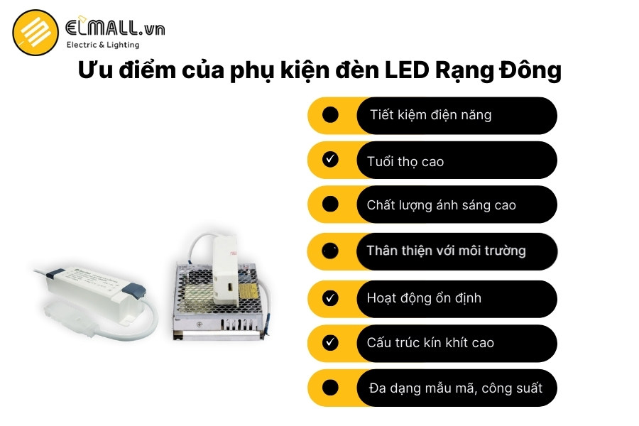 ưu điểm phụ kiện đèn led rạng đông