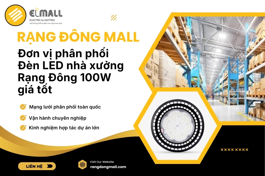 rạng đông mall phân phối đèn led nhà xưởng 100w rạng đông