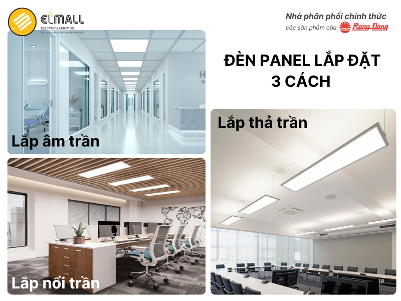 kiểu lắp đặt đèn led panel