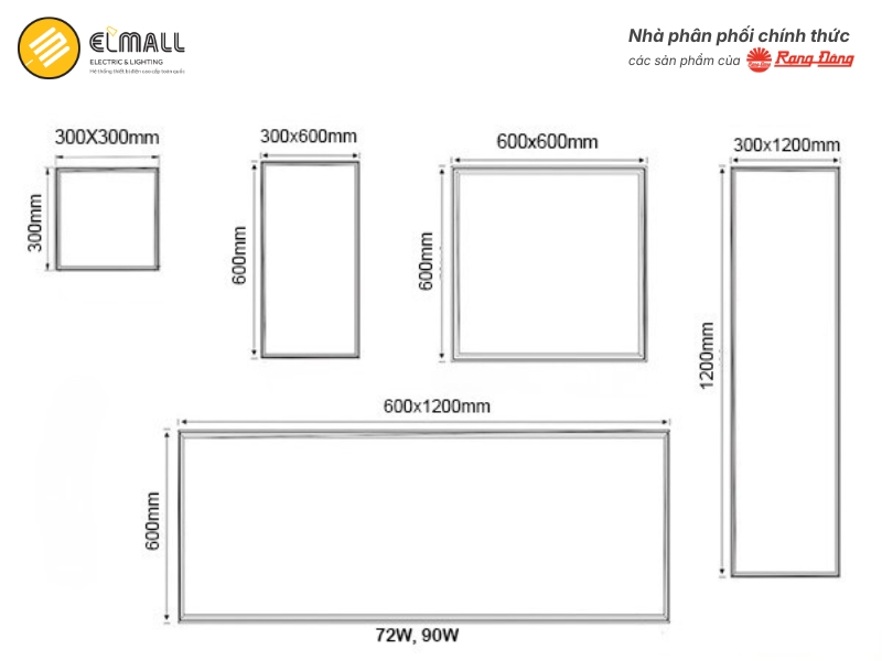 kích thước đèn led panel rạng đông