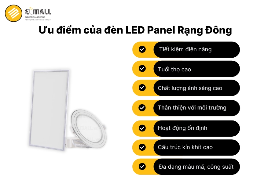 ưu điểm đèn led panel rạng đông