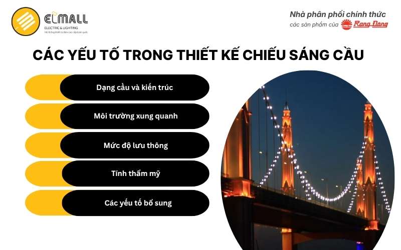 Các yếu tố trong thiết kế chiếu sáng cầu 