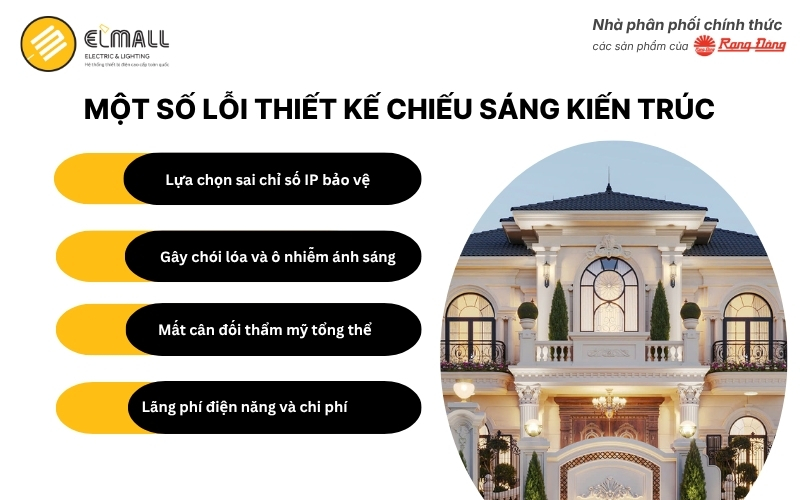 Một số lỗi khi thiết kế chiếu sáng kiến trúc